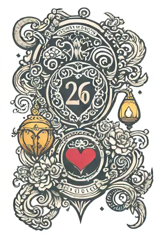 2006 birth year with libra zodiac sign with heart beat with color tattoo design idea