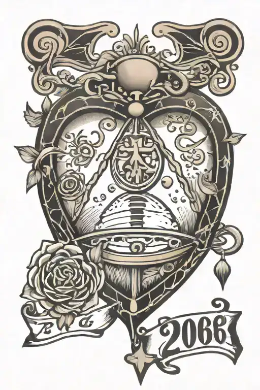 2006 birth year with libra zodiac sign with heart beat tattoo design idea