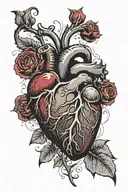 red bleeding human heart tattoo design idea