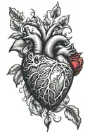 red bleeding human heart tattoo design idea