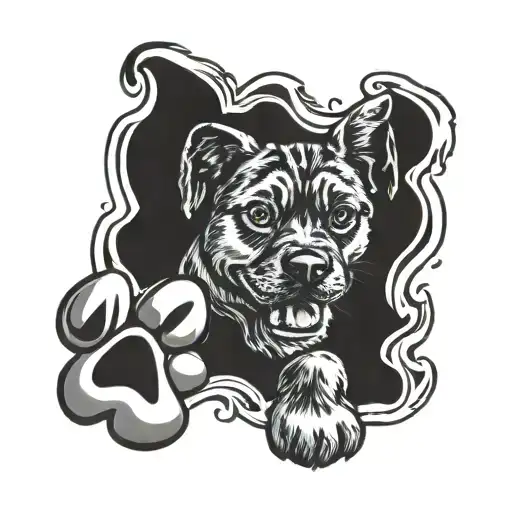 Paw Prints with the word Skipper S 10-12-2004 / 03-06-2023 W tattoo design idea