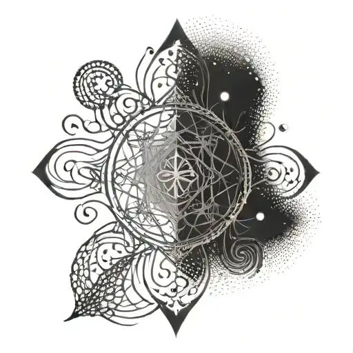 An intricate Unalome symbol with hidden esoteric meanings tattoo design idea