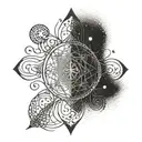 An intricate Unalome symbol with hidden esoteric meanings tattoo design idea