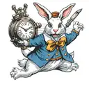 White rabbit with pocket watch peter pan tattoo design idea