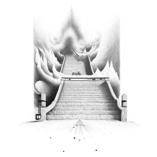 walking up the stairs to heaven  tattoo design idea