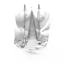 walking up the stairs to heaven  tattoo design idea