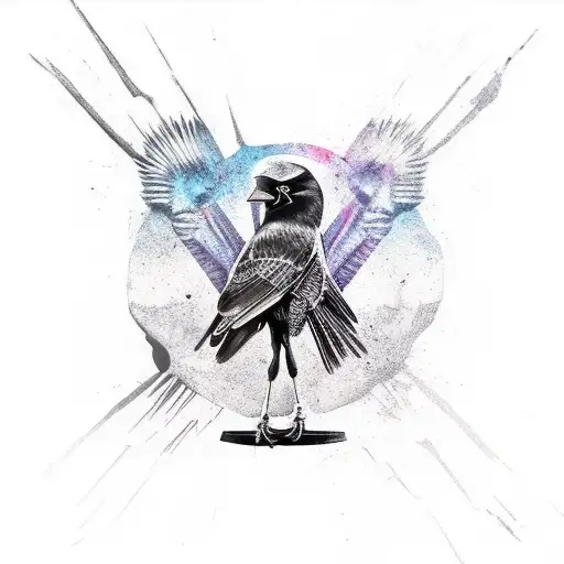 crow on skull battlefield background  tattoo design idea