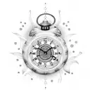Jasmine flower and clock steampunk tattoo design idea