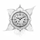 Jasmine flower and clock steampunk tattoo design idea