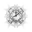 Jasmine flower and clock steampunk tattoo design idea