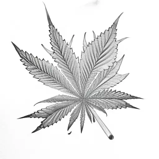 Celestial marijuana leaf tattoo design idea