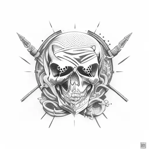 Death with army theme tattoo design idea