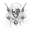 Death with army theme nuclear bomb fire  tattoo design idea