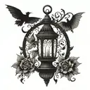 Gothic lantern tattoo design idea
