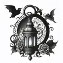 Gothic lantern tattoo design idea