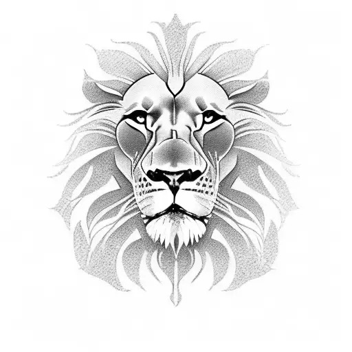 lion woth skull tattoo design idea