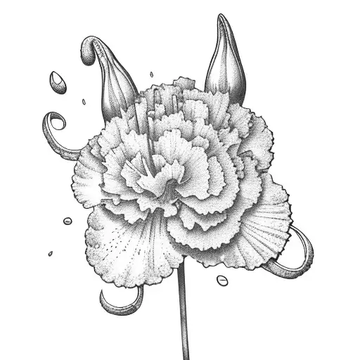 carnation and snowdrop flowers tattoo design idea