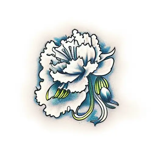 spine carnation and snowdrop flowers tattoo design idea