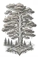 Old growth cedar tree tattoo design idea
