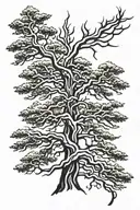 Old growth cedar tree tattoo design idea