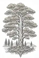 Old growth cedar tree tattoo design idea