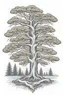 Old growth cedar tree tattoo design idea