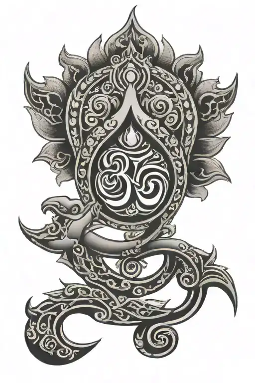 trishul Om and damru tattoo design idea