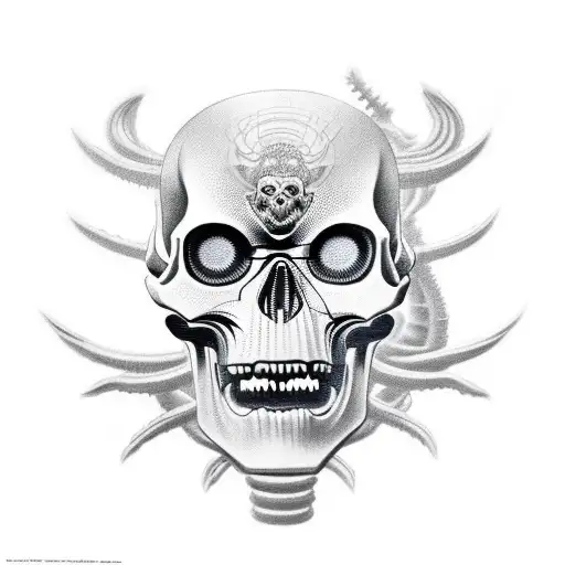 biomechanical skull samurai tattoo design idea