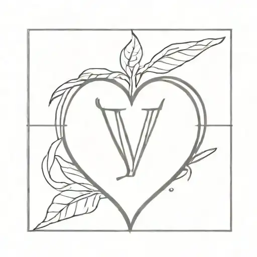 heart with the initial v tattoo design idea