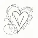 heart with the initial v tattoo design idea