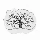 dead oak tree with raven perched on tombstone under tree tattoo design idea