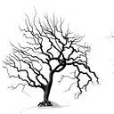 dead oak tree with raven perched on tombstone under tree tattoo design idea