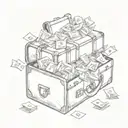 A briefcase overflowing with money, symbolizing abundance and prosperity in business endeavors tattoo design idea