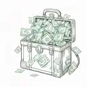 A briefcase overflowing with money, symbolizing abundance and prosperity in business endeavors tattoo design idea