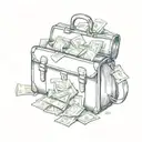 A briefcase overflowing with money, symbolizing abundance and prosperity in business endeavors tattoo design idea