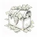 A briefcase overflowing with money, symbolizing abundance and prosperity in business endeavors tattoo design idea