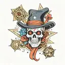 Apprentice illusion magician from yugioh, skulls, nautical stars tattoo design idea