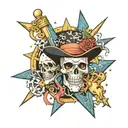 Apprentice illusion magician from yugioh, skulls, nautical stars tattoo design idea