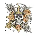 Apprentice illusion magician from yugioh, skulls, nautical stars tattoo design idea