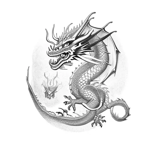 Dragon oriental tattoo design idea