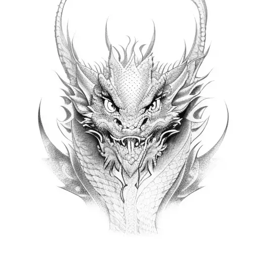 Dragon oriental tattoo design idea