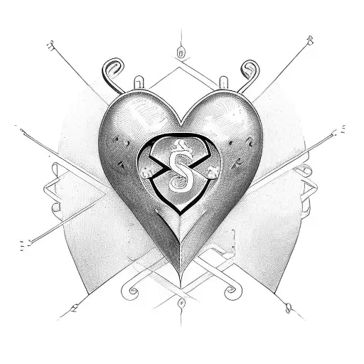 heart with initials: S,L,J,M tattoo design idea