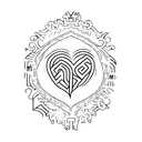 Heart made of 4 different letters : "L","M","J","S" tattoo design idea