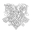 Heart made of 4 different letters : "L","M","J","S" tattoo design idea