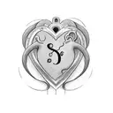 heart with initials: S,L,J,M tattoo design idea