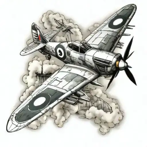 spitfire fighter plane tattoo design idea