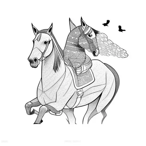 woodpecker riding a horse tattoo design idea