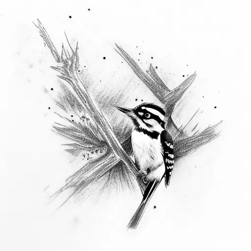 downy woodpecker riding a horse tattoo design idea