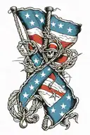 rebel flag with barb wire wrapped tattoo design idea
