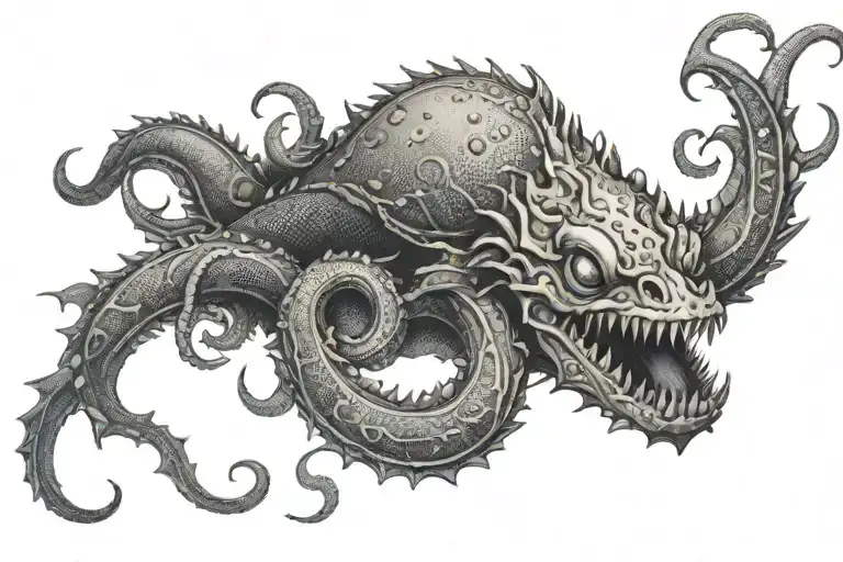 kraken sea monster tattoo design idea
